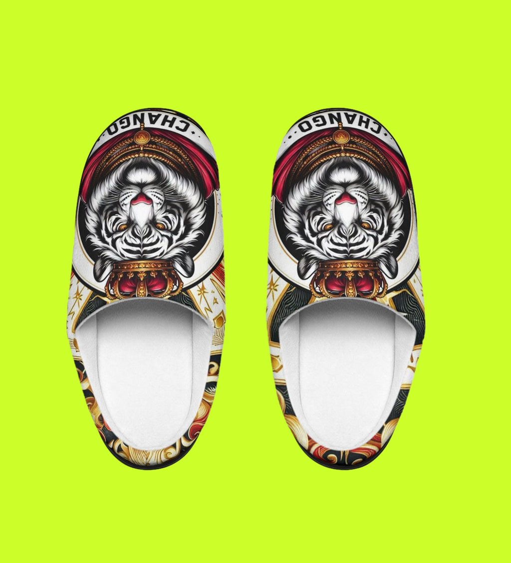 Orisha CHANGO "King Tiger" Stylish Comfy Indoor Slippers,  Kawosile Chango Tiger Slippers,Gift for devotee or godparent!