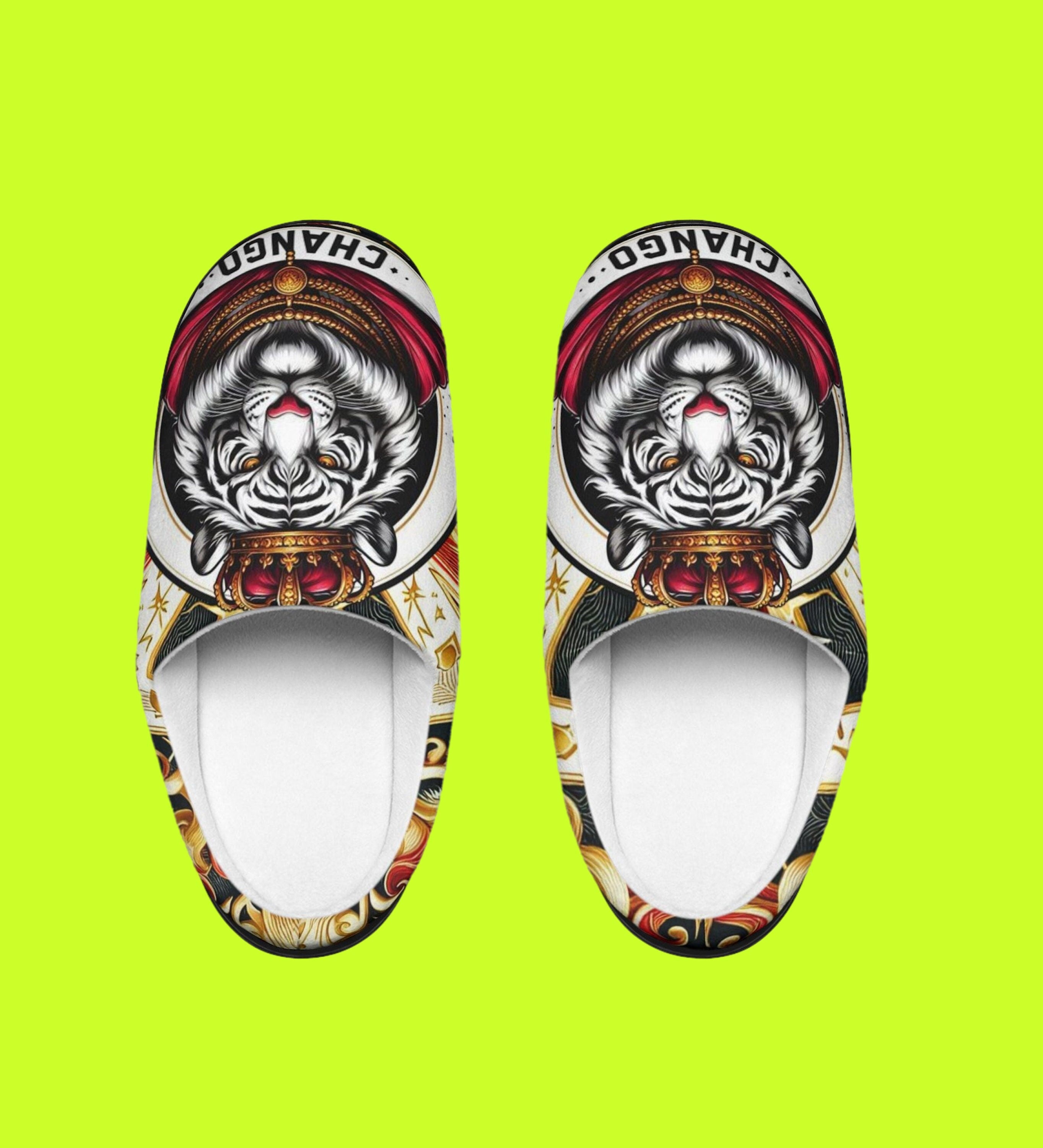 Orisha CHANGO "King Tiger" Stylish Comfy Indoor Slippers,  Kawosile Chango Tiger Slippers,Gift for devotee or godparent!
