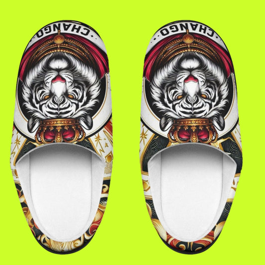 Orisha CHANGO "King Tiger" Stylish Comfy Indoor Slippers,  Kawosile Chango Tiger Slippers,Gift for devotee or godparent!