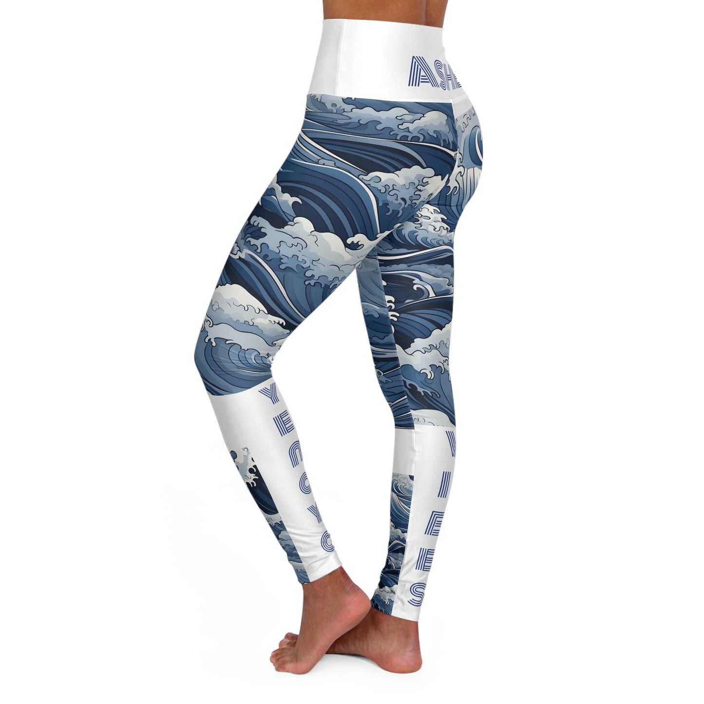 YEMAYA "Vibes" Ocean Waves High waisted Yoga Leggings! Orisha Based Yemaya Ocean Pattern Leggings!