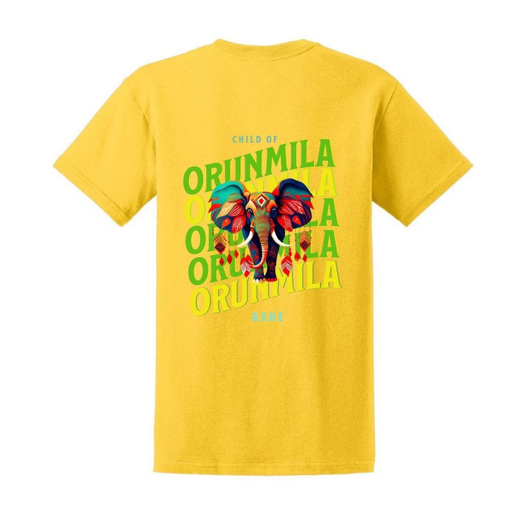 Orisha ORUNMILA Elephant Ashe Retro Tshirt, IFA Orunmila "child of Orunmila" Elephant Afroculture Tshirt