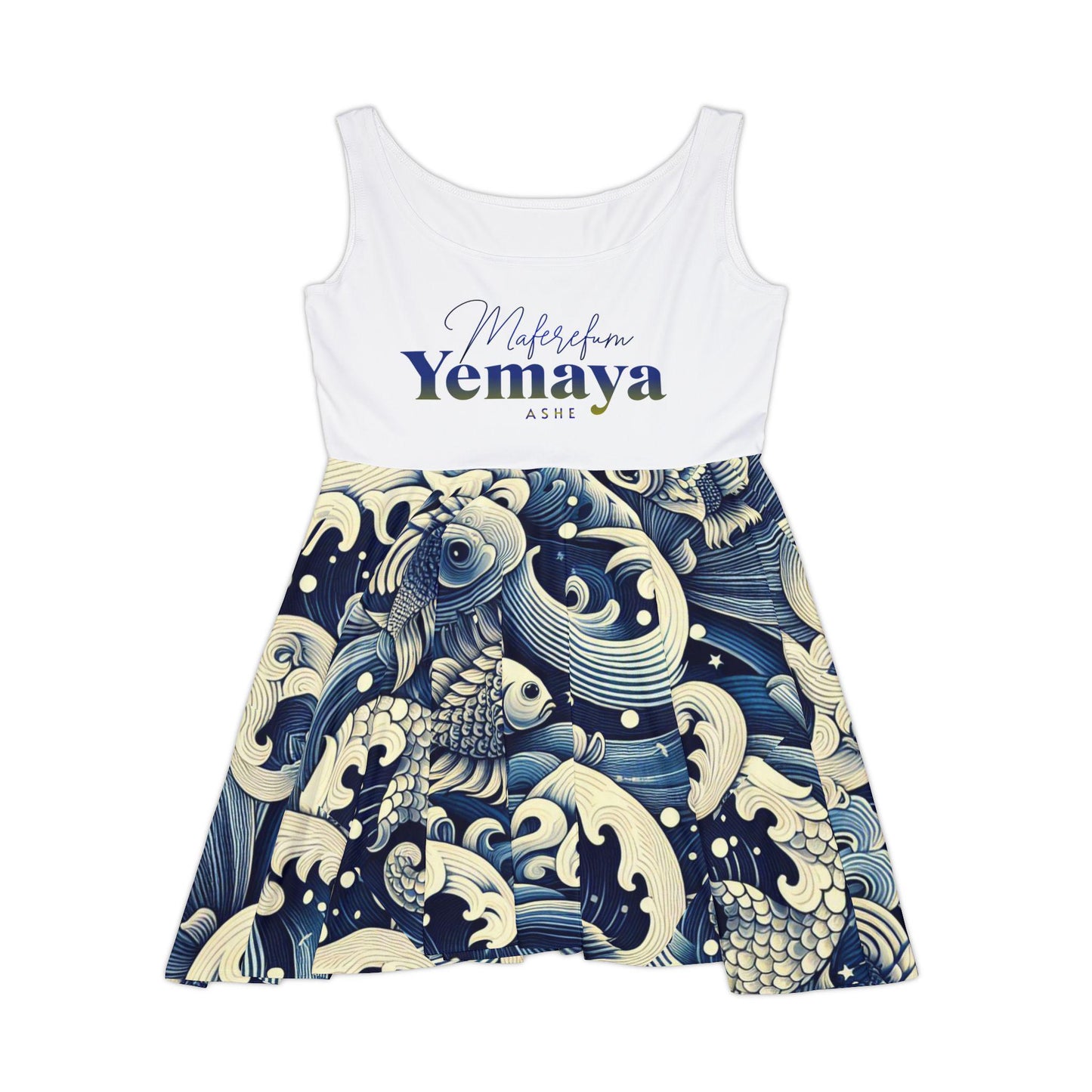 Maferefun YEMAYA Summer Skater Style Dress!Gift for Devotee or Godparent! Lucumi Based Yemaya Dress