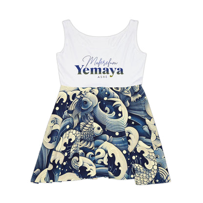 Maferefun YEMAYA Summer Skater Style Dress!Gift for Devotee or Godparent! Lucumi Based Yemaya Dress
