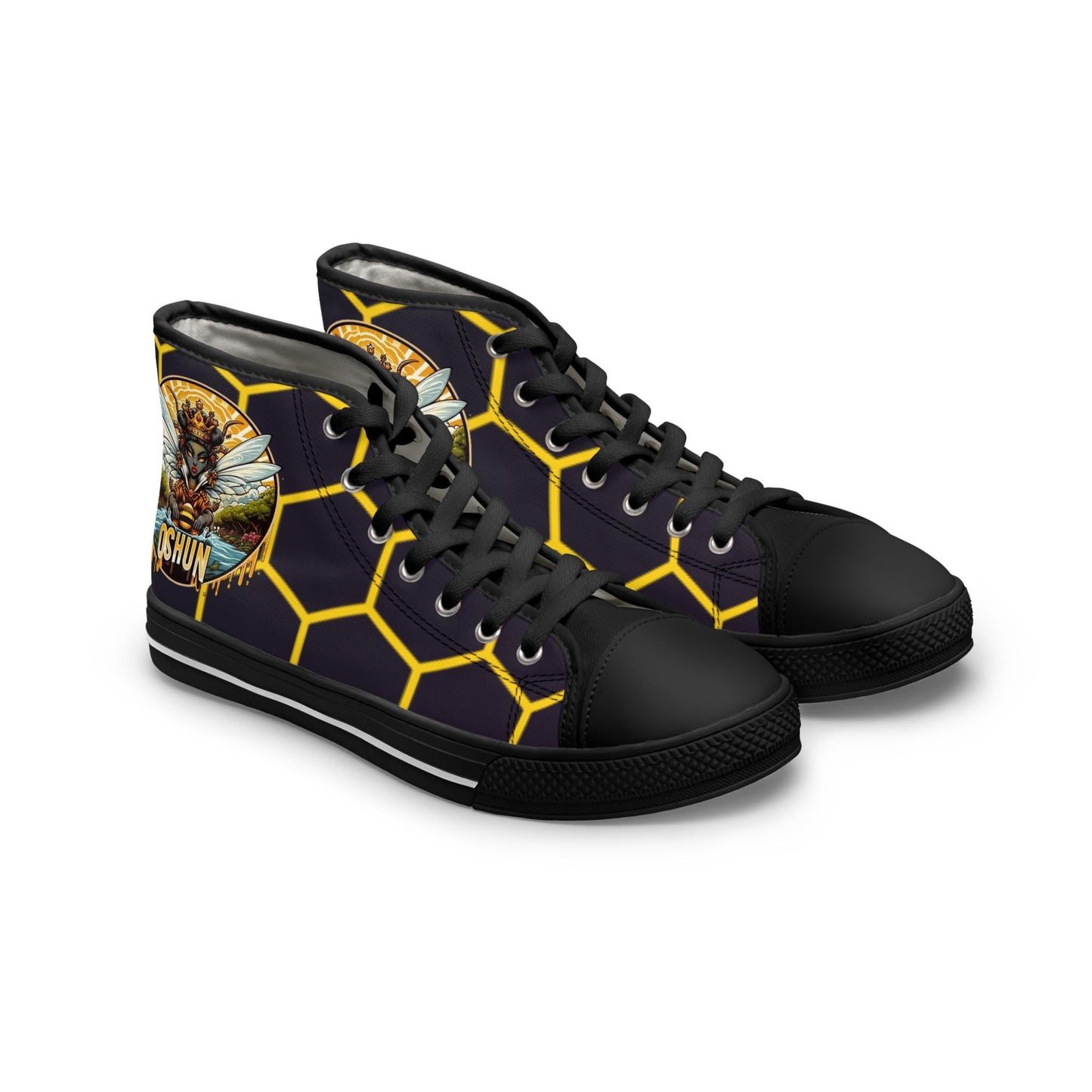 Orisha OSHUN "Honeycomb" High-Top Sneaker! Gift for Devotee or Godparent! Stylish Spiritual Footwear!!