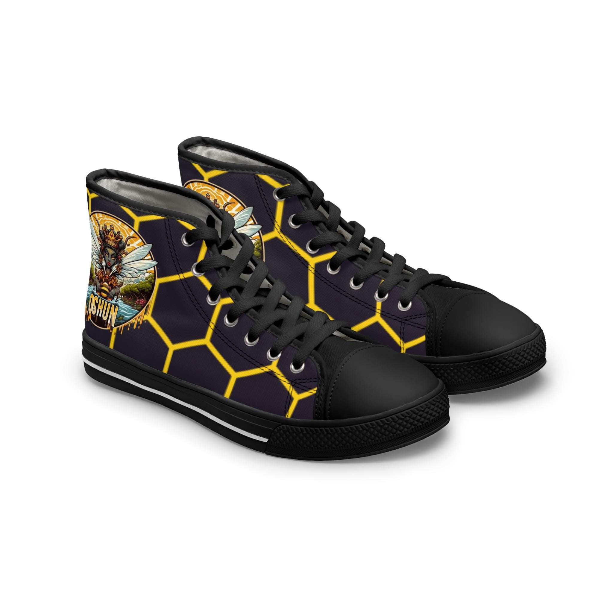 Orisha OSHUN "Honeycomb" High-Top Sneaker! Gift for Devotee or Godparent! Stylish Spiritual Footwear!!