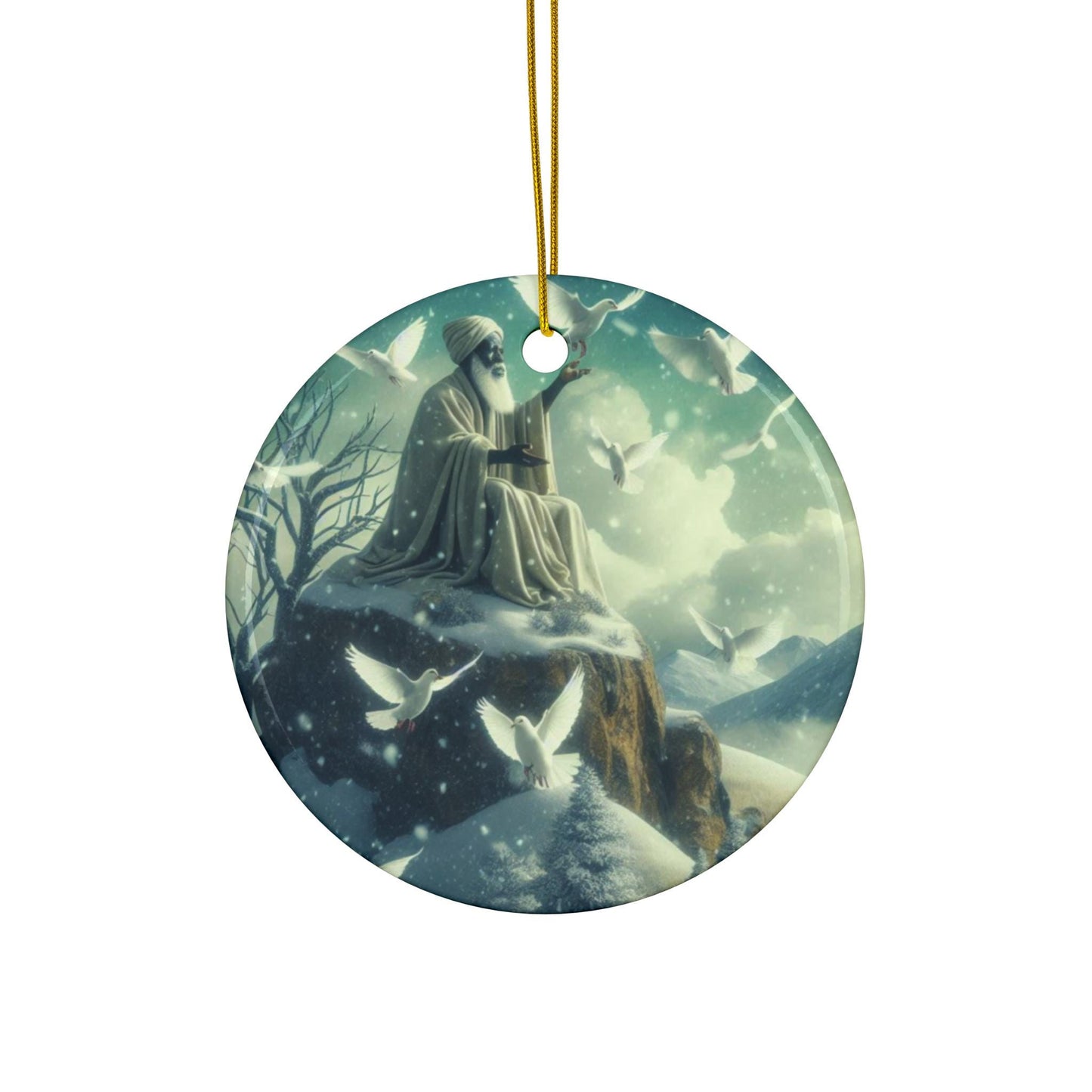 Orisha inspired OBATALA winter themed Holiday Ornament,Gift for devotee or Godparent!