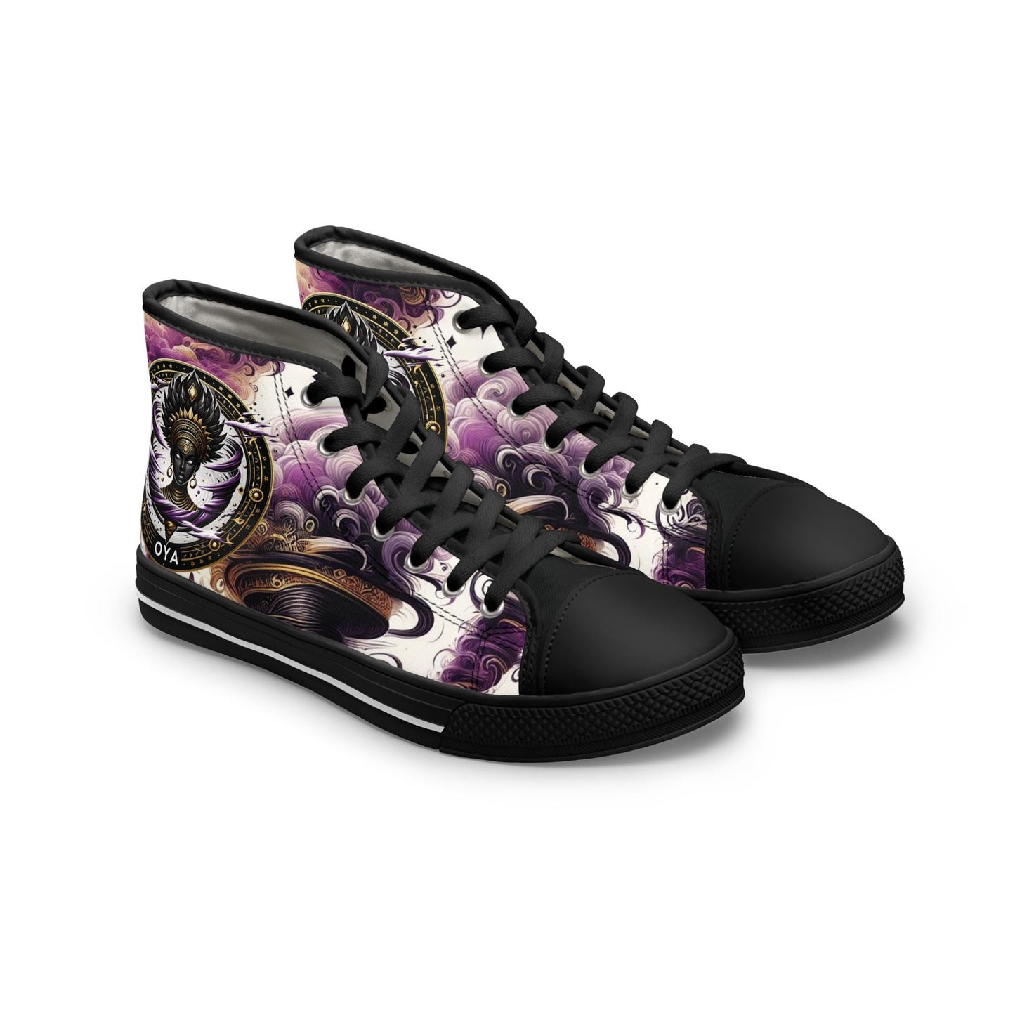 Orisha Based OYA Inspired High-Top Sneakers, Gift for Devotee or Godparent! stylish spiritual footwear!