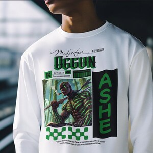 ANIME inspired Orisha OGGUN Long Sleeve Tshirt! Gift for Devotee or GodParent!