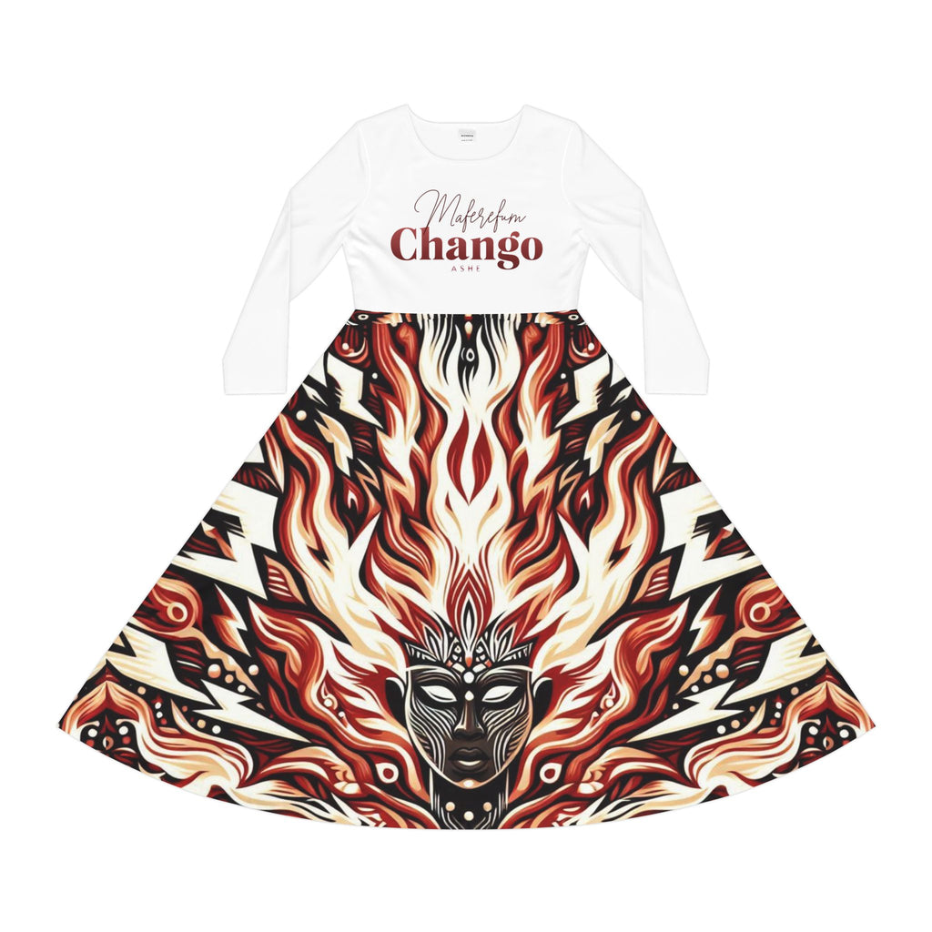 Maferefun CHANGO Long Sleeve Dress! Gift for Devotee or Godparent! Fall/winter Lucumi based Orisha CHANGO dress