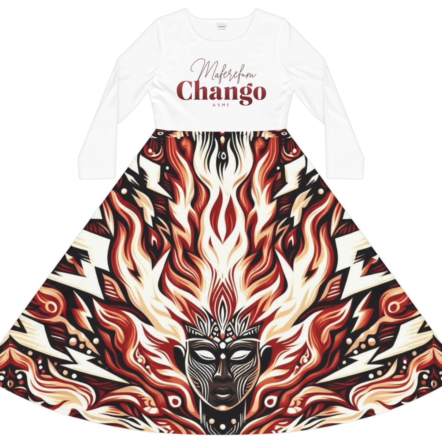 Maferefun CHANGO Long Sleeve Dress! Gift for Devotee or Godparent! Fall/winter Lucumi based Orisha CHANGO dress