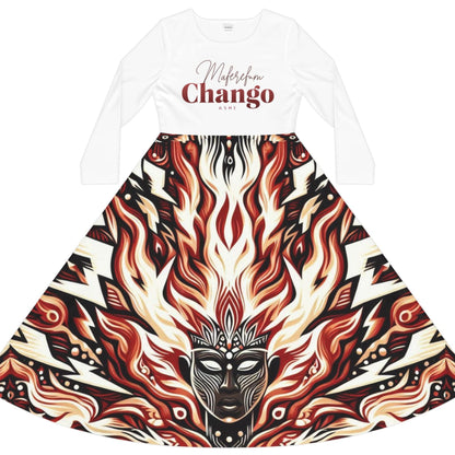 Maferefun CHANGO Long Sleeve Dress! Gift for Devotee or Godparent! Fall/winter Lucumi based Orisha CHANGO dress