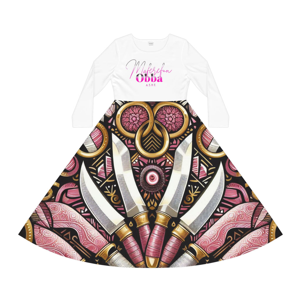 Maferefun "OBBA" Long Sleeve Dress! Gift for Devotee or Godparent! Orisha OBBA Ladies Fall/Winter Dress!
