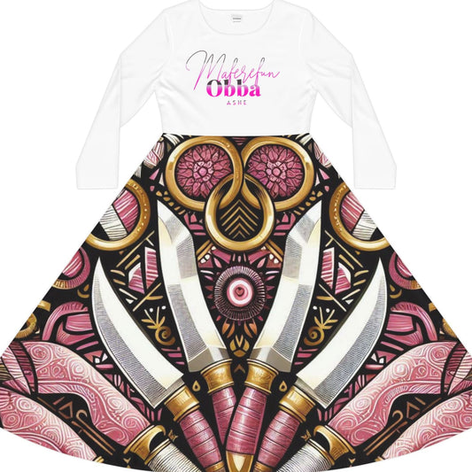 Maferefun "OBBA" Long Sleeve Dress! Gift for Devotee or Godparent! Orisha OBBA Ladies Fall/Winter Dress!