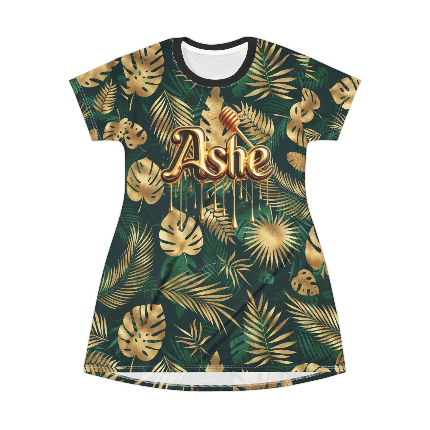 ASHE! Tropical Golden leaves and  ASHE! Honey Drip Tshirt DRESS!