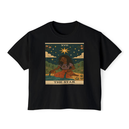 STAR Tarot cute Boxy Tee, Boho Shirt, Astrology Gift, Festival Outfit, Everyday Wear, Spiritual Apparel