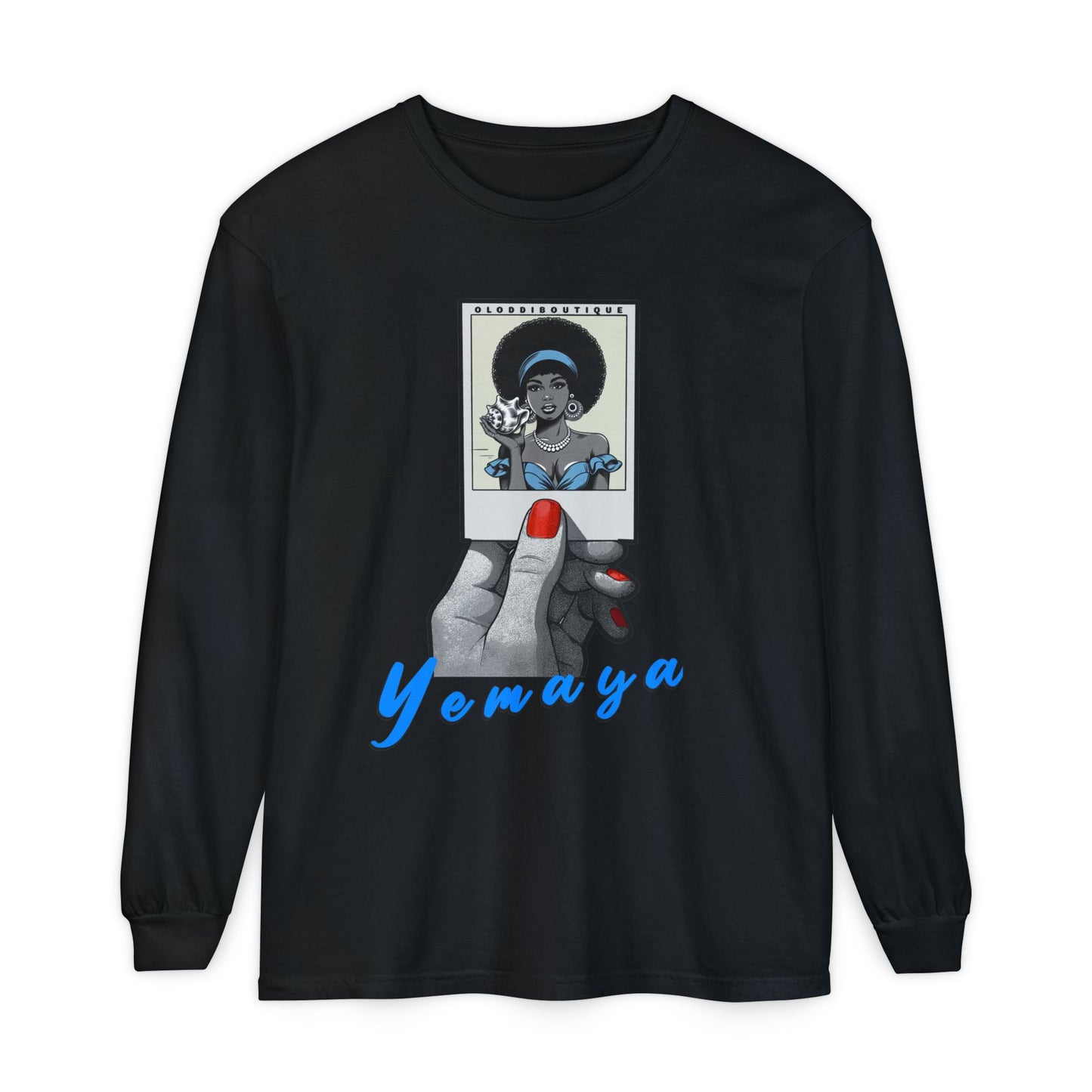 Polaroid Yemaya Long Sleeve Tee – Orisha Polaroid Collection | Gift for Devotee or Godparent