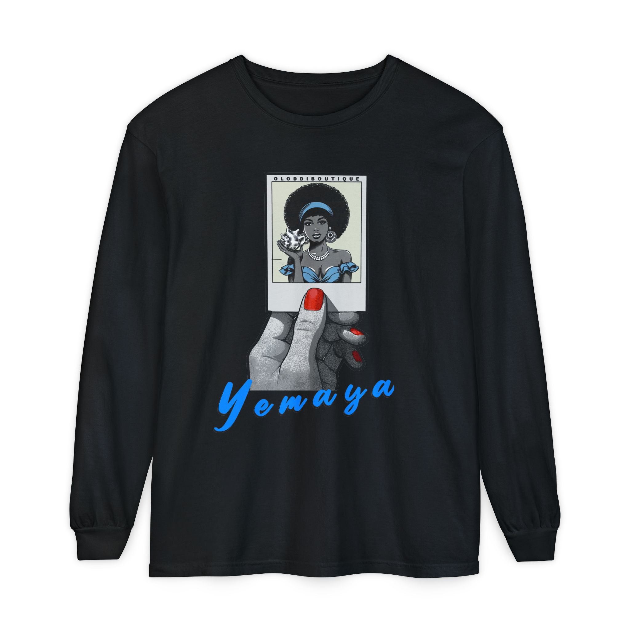 Polaroid Yemaya Long Sleeve Tee – Orisha Polaroid Collection | Gift for Devotee or Godparent