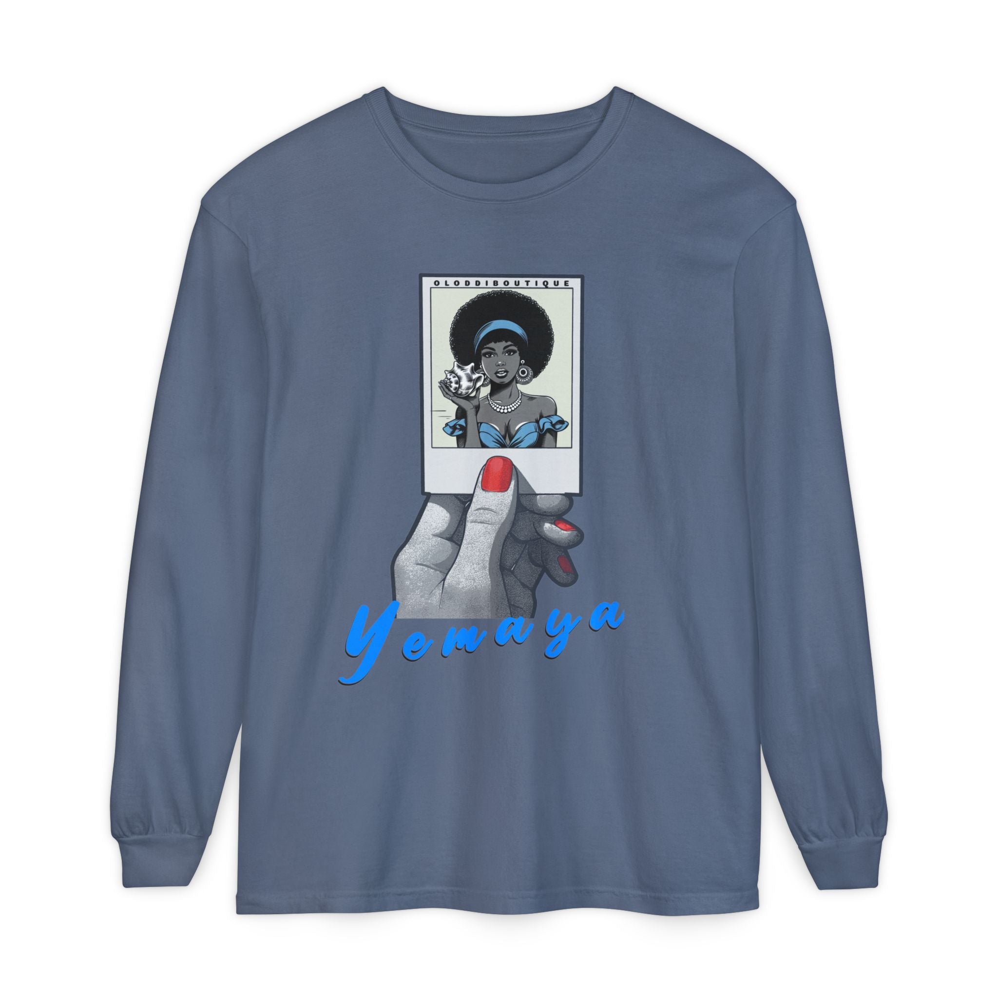 Polaroid Yemaya Long Sleeve Tee – Orisha Polaroid Collection | Gift for Devotee or Godparent