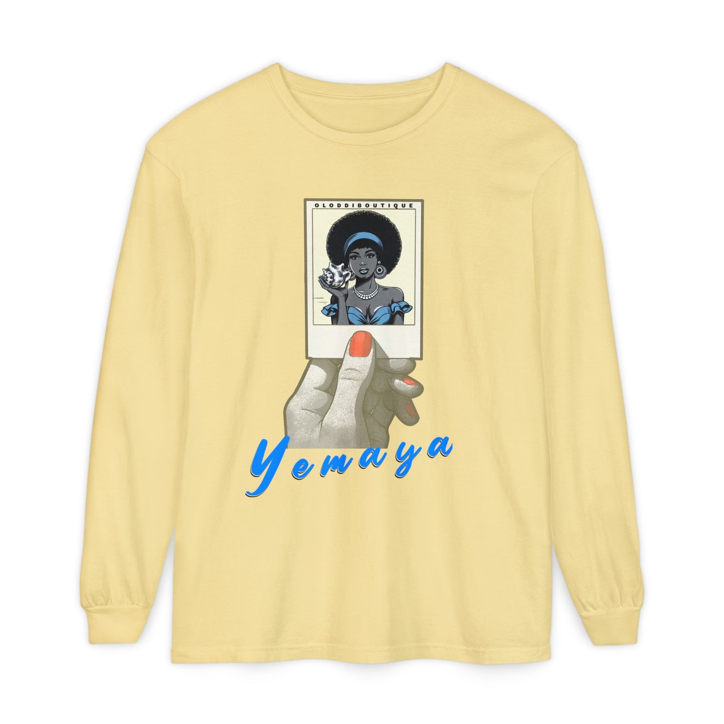 Polaroid Yemaya Long Sleeve Tee – Orisha Polaroid Collection | Gift for Devotee or Godparent