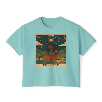 STAR Tarot cute Boxy Tee, Boho Shirt, Astrology Gift, Festival Outfit, Everyday Wear, Spiritual Apparel
