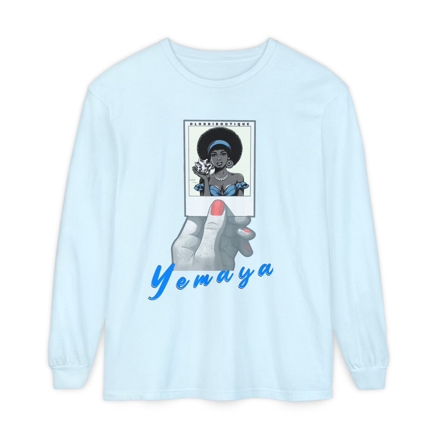 Polaroid Yemaya Long Sleeve Tee – Orisha Polaroid Collection | Gift for Devotee or Godparent