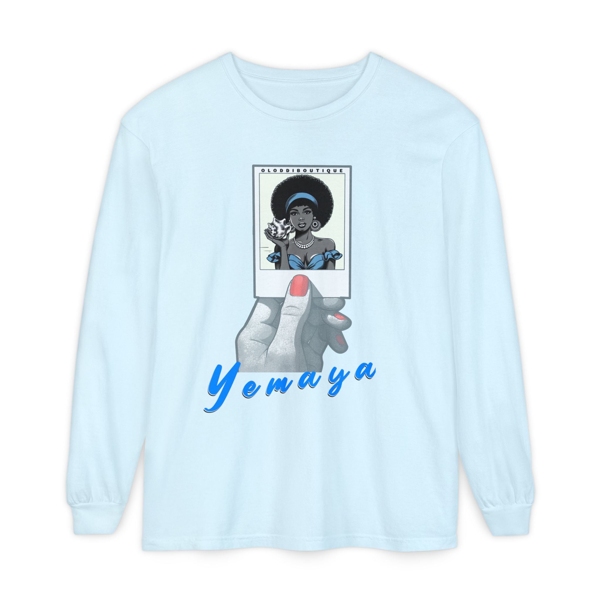 Polaroid Yemaya Long Sleeve Tee – Orisha Polaroid Collection | Gift for Devotee or Godparent