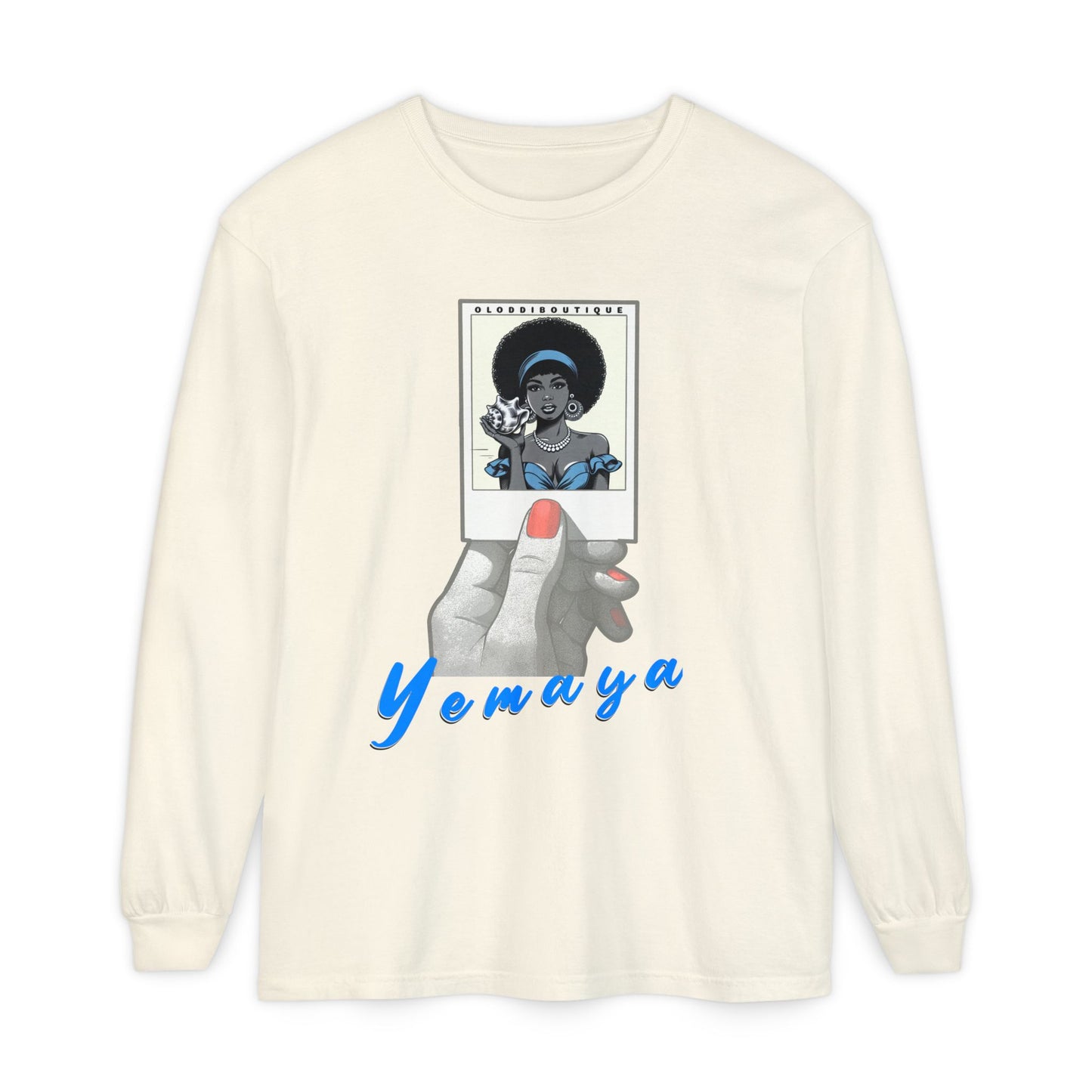 Polaroid Yemaya Long Sleeve Tee – Orisha Polaroid Collection | Gift for Devotee or Godparent