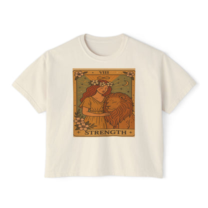 Tarot ' STRENGTH" Boxy Tee, Motivational Shirt for Empowerment, Mystical Tees,TAROT Cards Tshirt