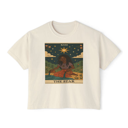 STAR Tarot cute Boxy Tee, Boho Shirt, Astrology Gift, Festival Outfit, Everyday Wear, Spiritual Apparel