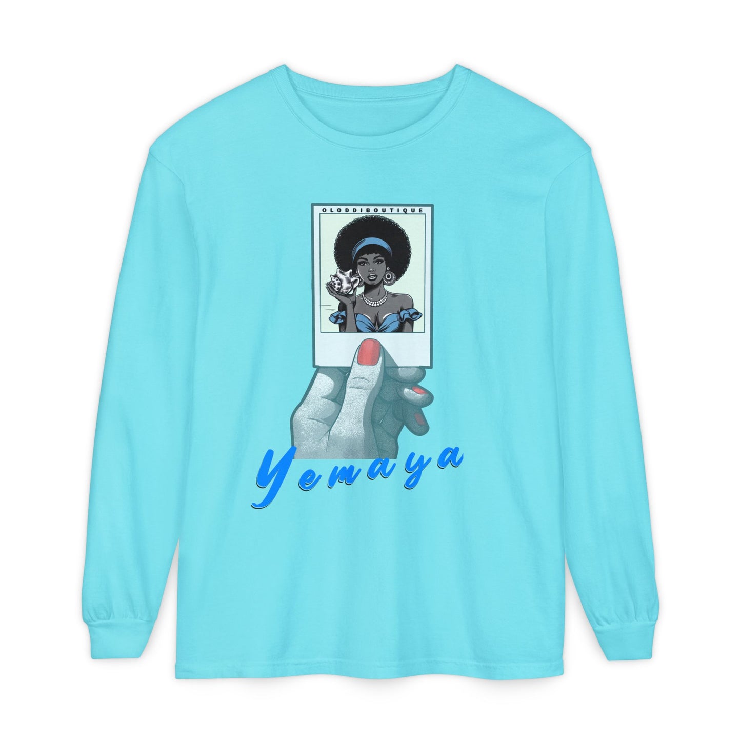 Polaroid Yemaya Long Sleeve Tee – Orisha Polaroid Collection | Gift for Devotee or Godparent