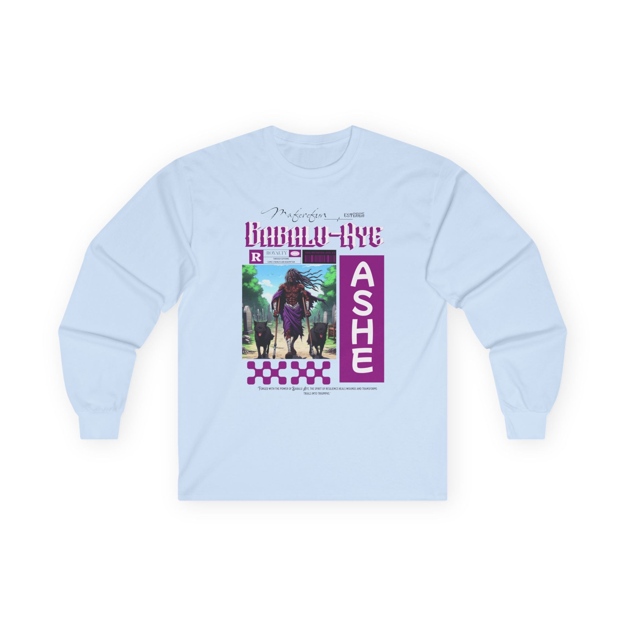 Orisha Babalu Aye Anime-Inspired Long Sleeve T-Shirt - Gift for Devotee or Godparent