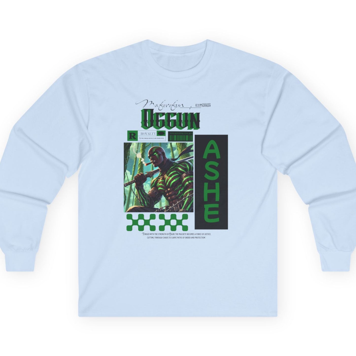 ANIME inspired Orisha OGGUN Long Sleeve Tshirt! Gift for Devotee or GodParent!