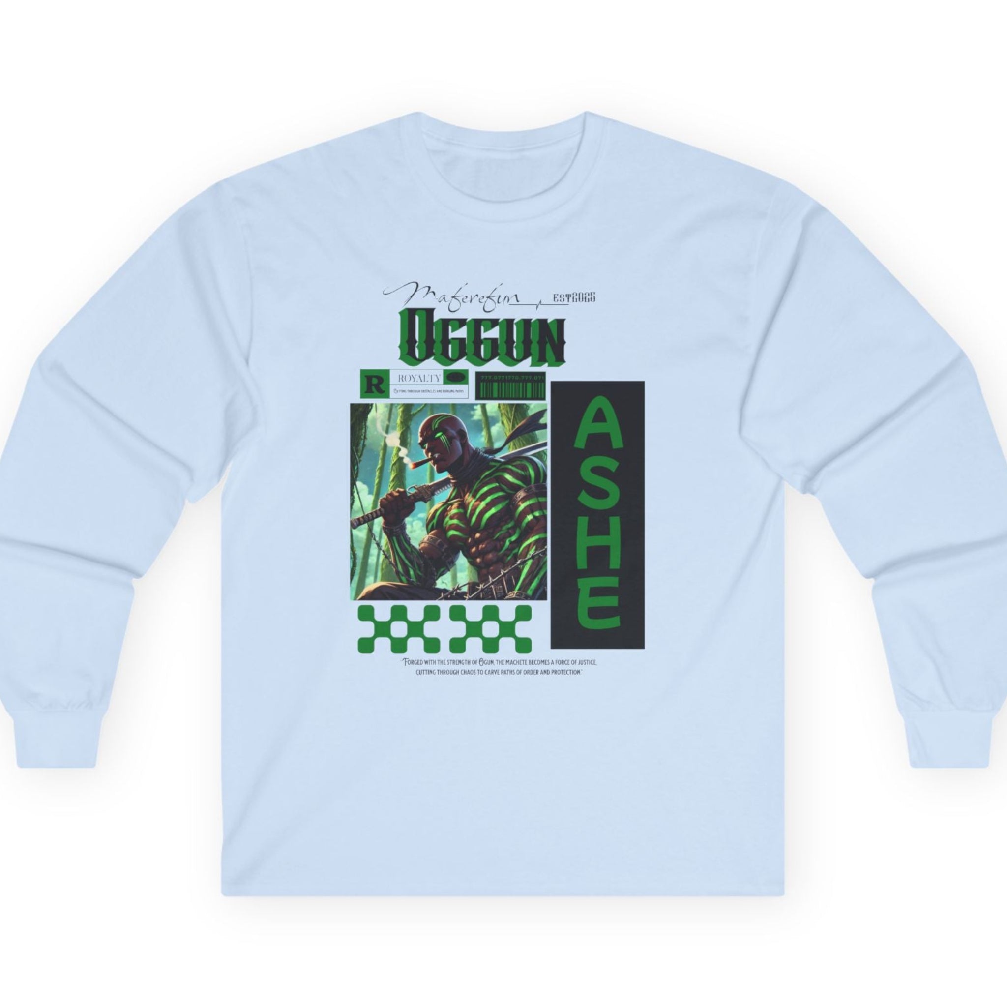 ANIME inspired Orisha OGGUN Long Sleeve Tshirt! Gift for Devotee or GodParent!