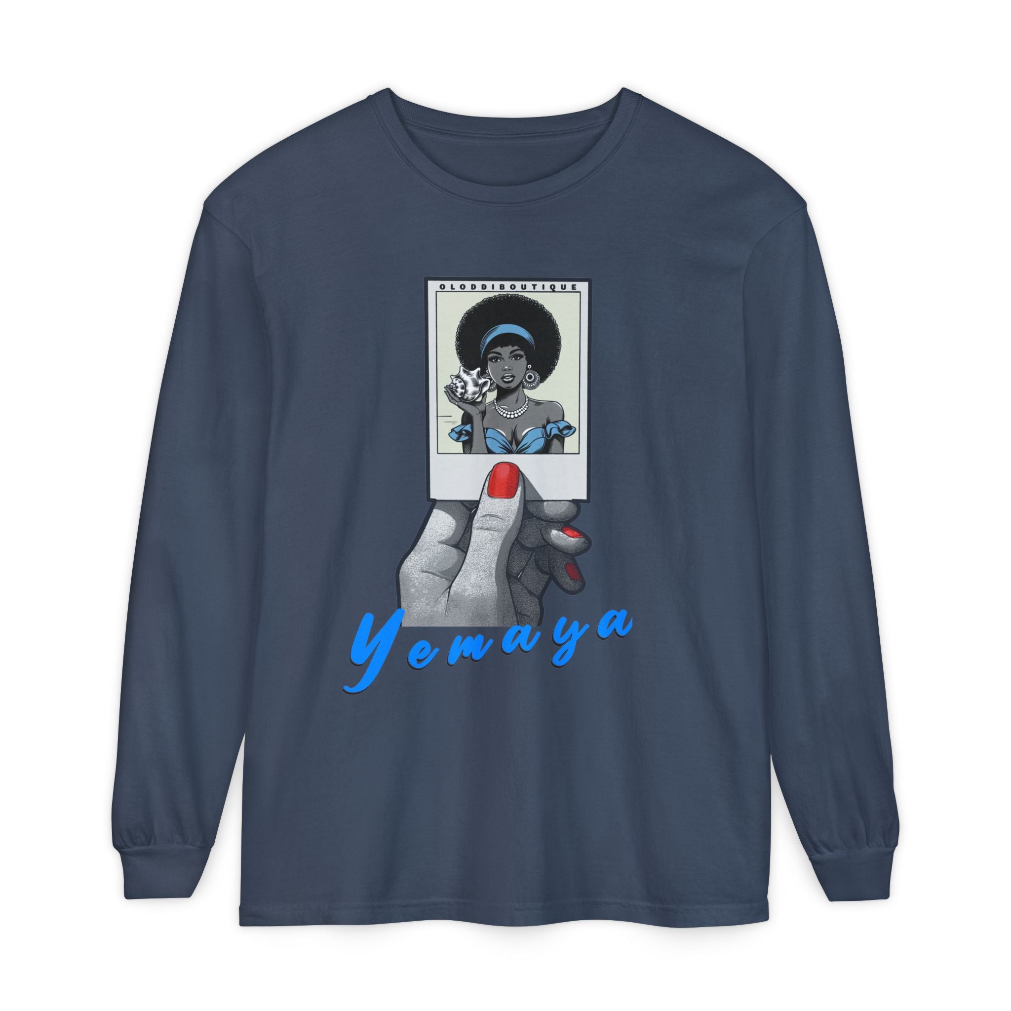 Polaroid Yemaya Long Sleeve Tee – Orisha Polaroid Collection | Gift for Devotee or Godparent