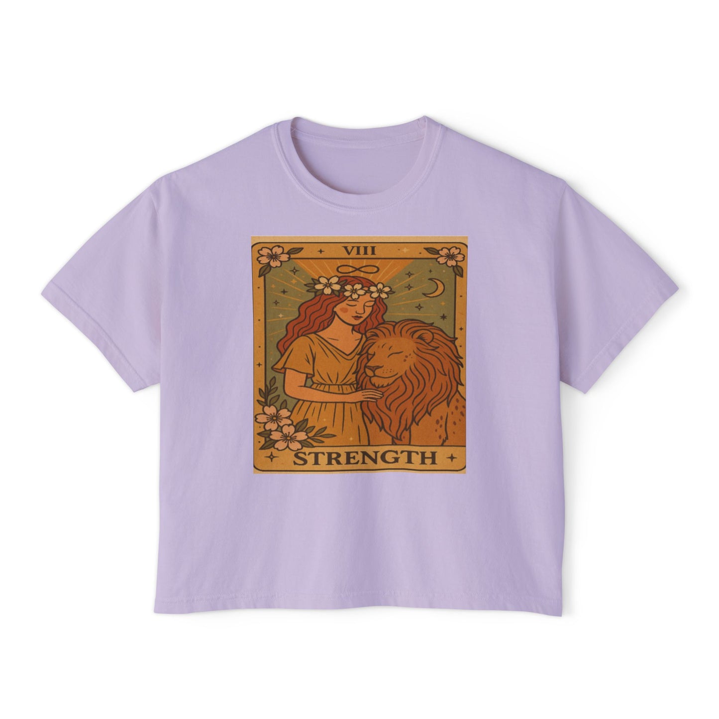 Tarot ' STRENGTH" Boxy Tee, Motivational Shirt for Empowerment, Mystical Tees,TAROT Cards Tshirt