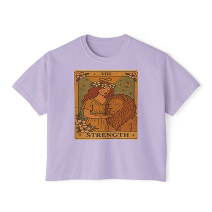 Tarot ' STRENGTH" Boxy Tee, Motivational Shirt for Empowerment, Mystical Tees,TAROT Cards Tshirt