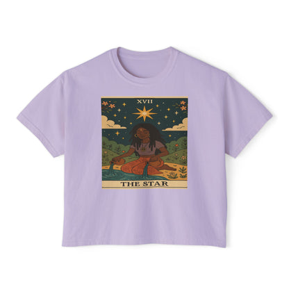 STAR Tarot cute Boxy Tee, Boho Shirt, Astrology Gift, Festival Outfit, Everyday Wear, Spiritual Apparel