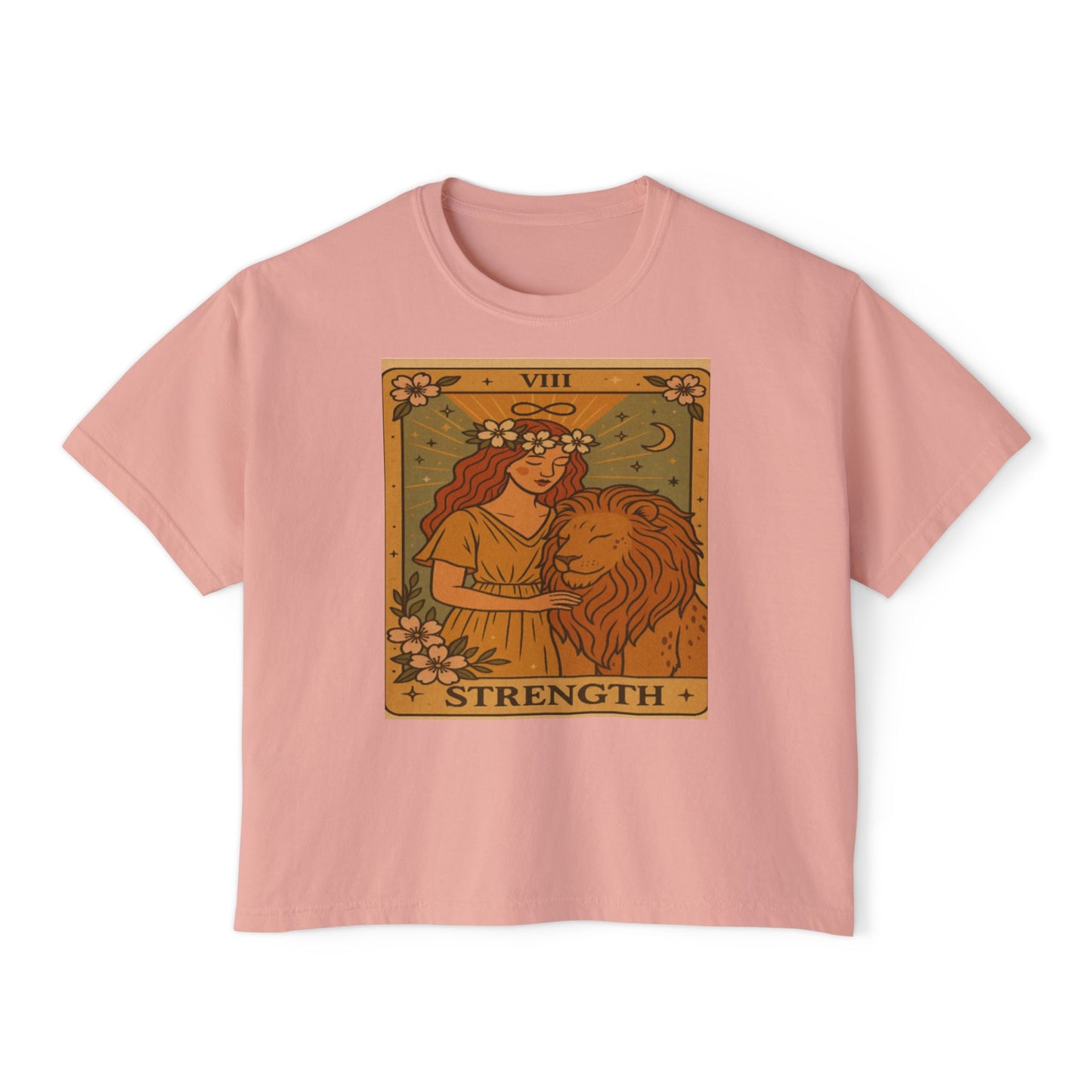 Tarot ' STRENGTH" Boxy Tee, Motivational Shirt for Empowerment, Mystical Tees,TAROT Cards Tshirt