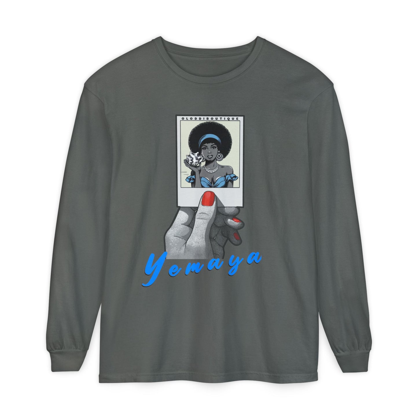 Polaroid Yemaya Long Sleeve Tee – Orisha Polaroid Collection | Gift for Devotee or Godparent