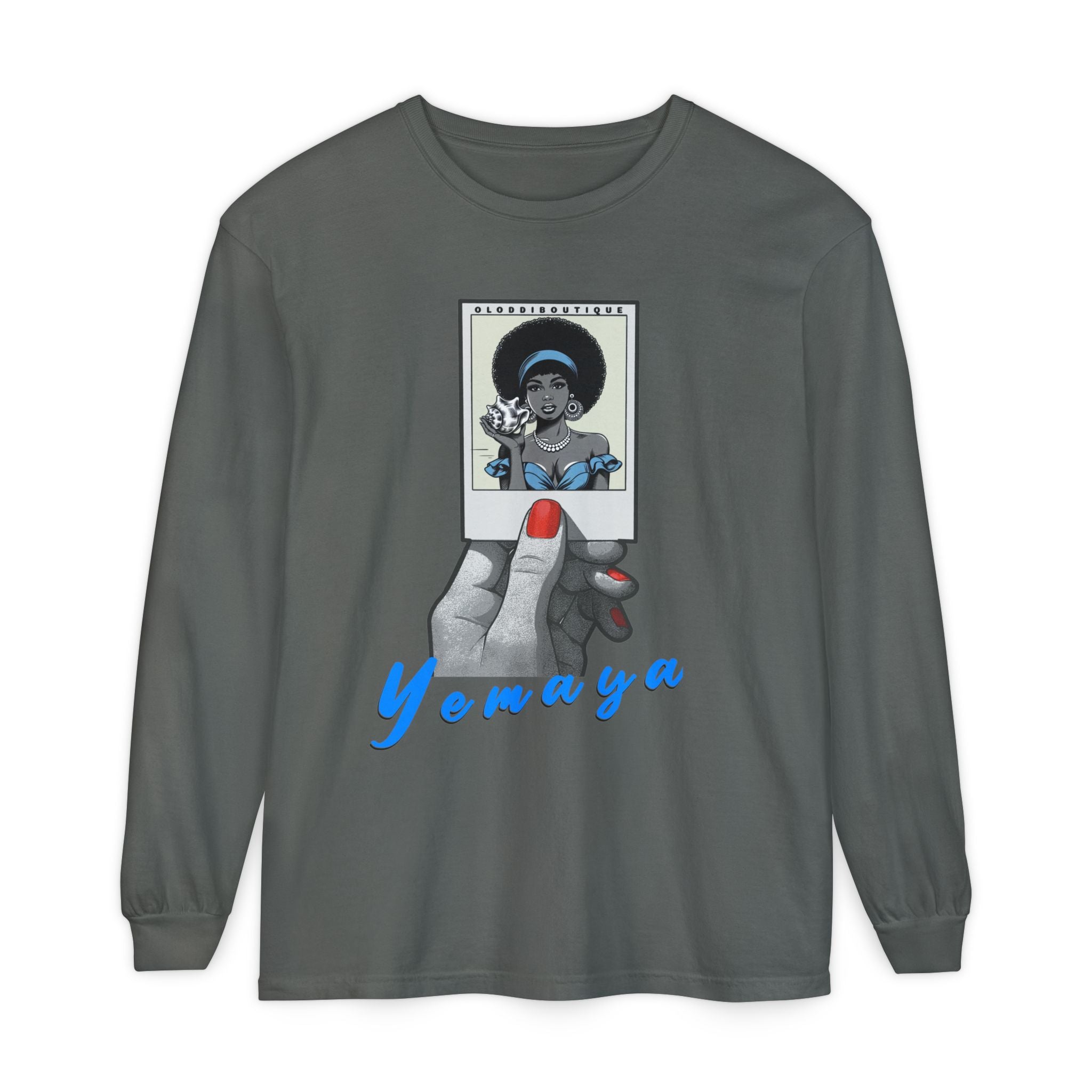 Polaroid Yemaya Long Sleeve Tee – Orisha Polaroid Collection | Gift for Devotee or Godparent