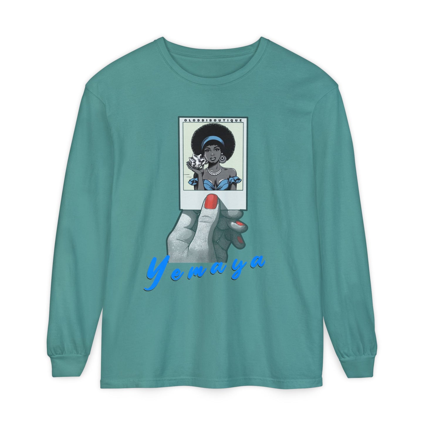 Polaroid Yemaya Long Sleeve Tee – Orisha Polaroid Collection | Gift for Devotee or Godparent