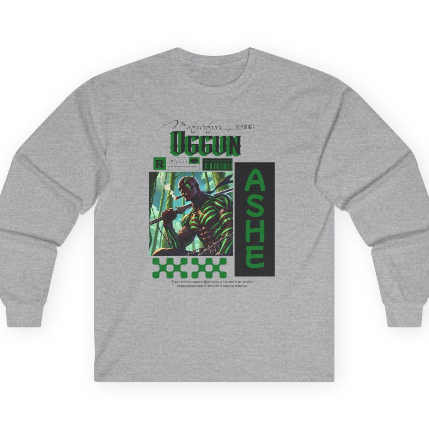 ANIME inspired Orisha OGGUN Long Sleeve Tshirt! Gift for Devotee or GodParent!