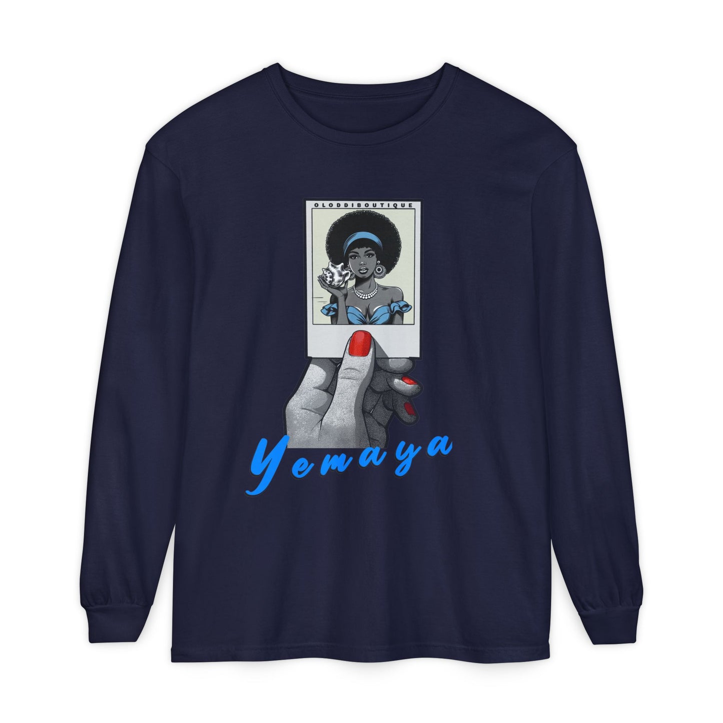 Polaroid Yemaya Long Sleeve Tee – Orisha Polaroid Collection | Gift for Devotee or Godparent