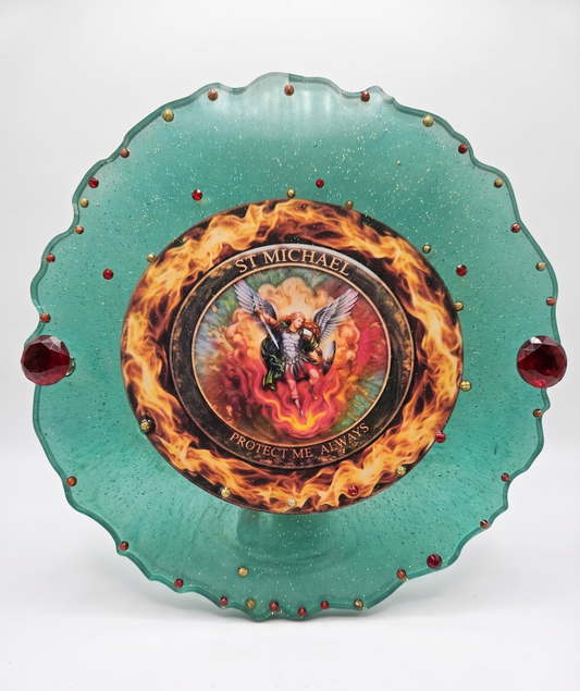 St. Michael Archangel 13-Inch Sacred Altar & Offering Tray