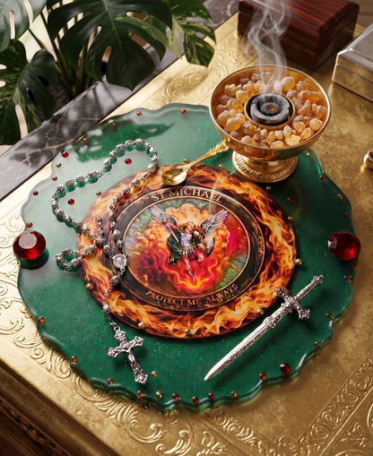St. Michael Archangel 13-Inch Sacred Altar & Offering Tray