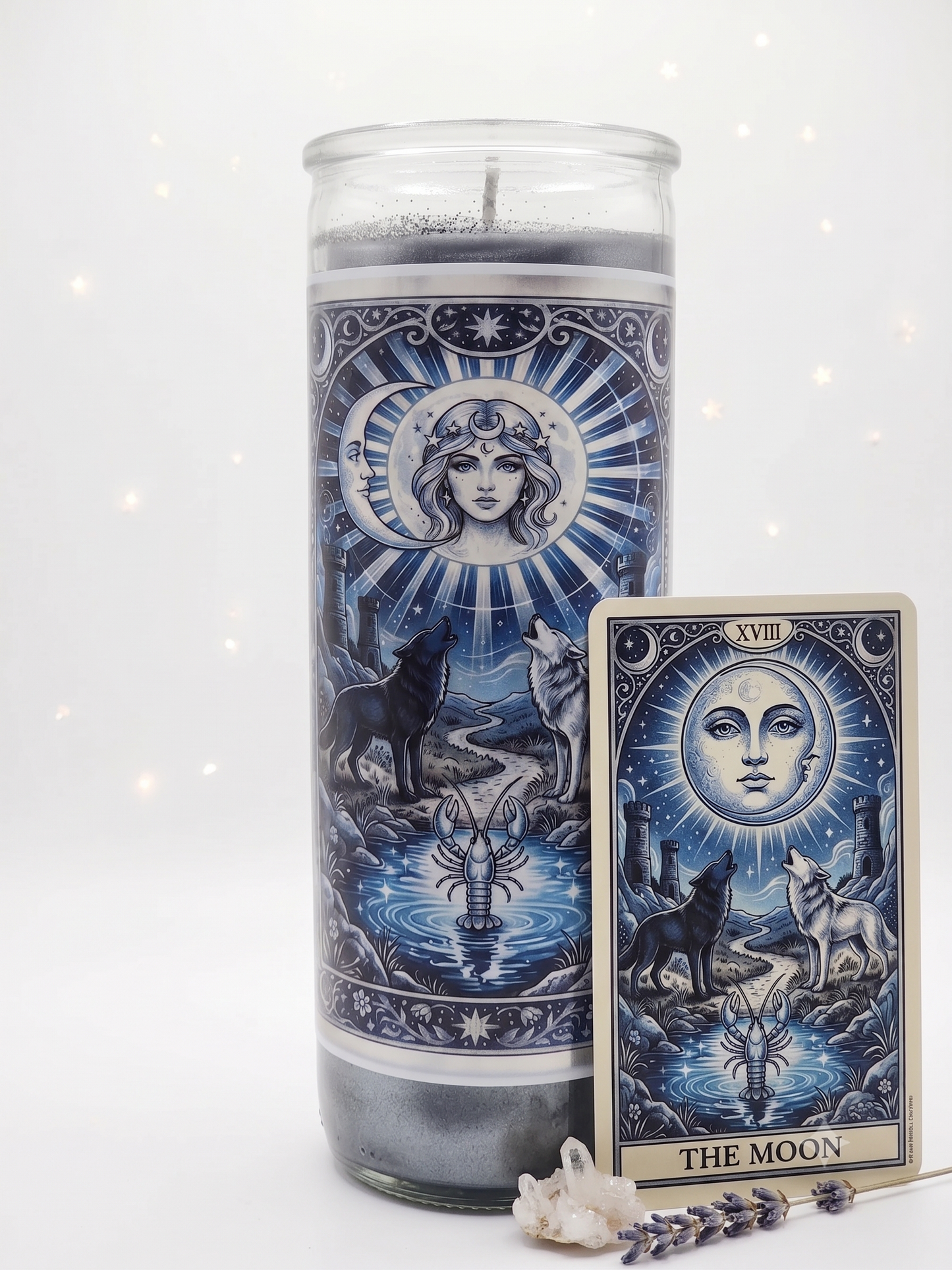 The Moon Tarot / Silver Intuition Pull Out Blessed & Dressed Candle