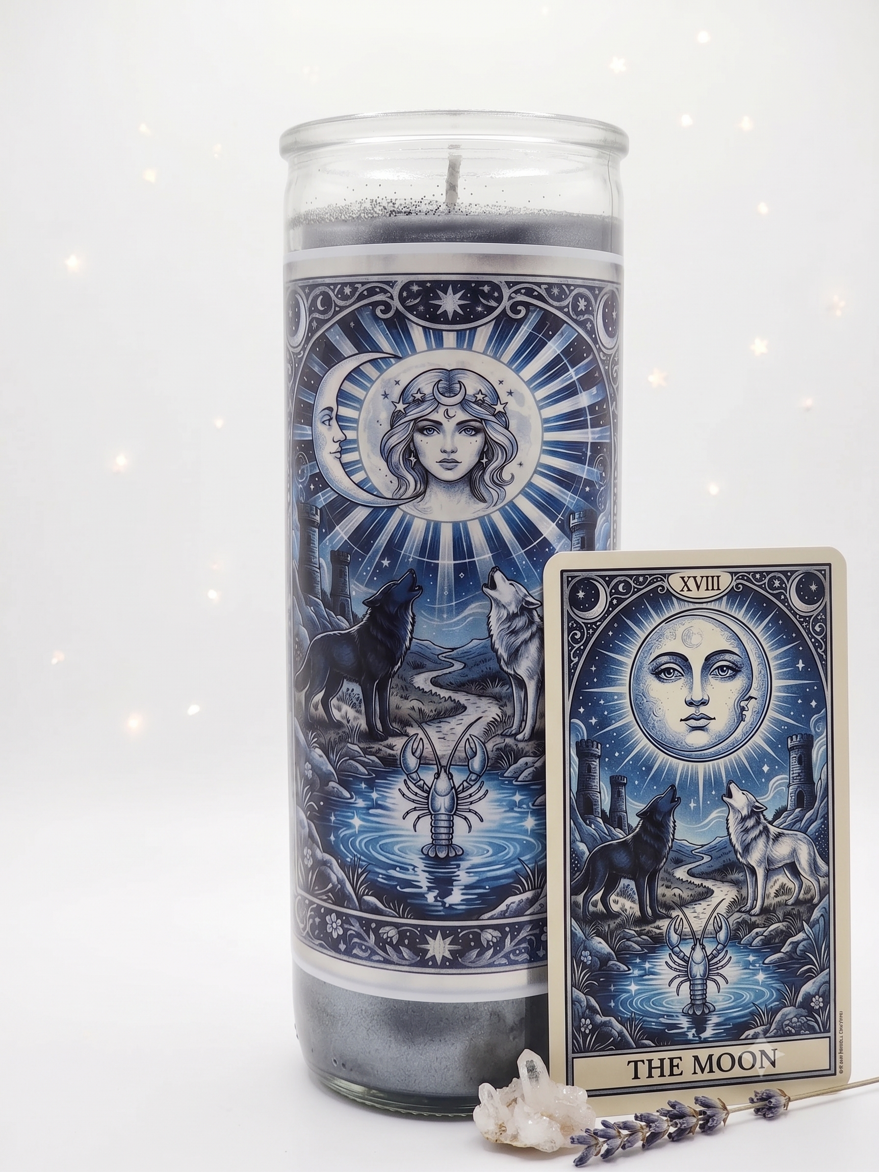 The Moon Tarot / Silver Intuition Pull Out Blessed & Dressed Candle