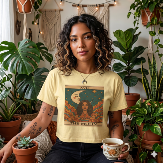 Mystical TAROT Moon Women's Boxy Tee, Tarot Tee, Astrology Shirt, Astrology Gift, Boho Fashion, Spiritual Apparel