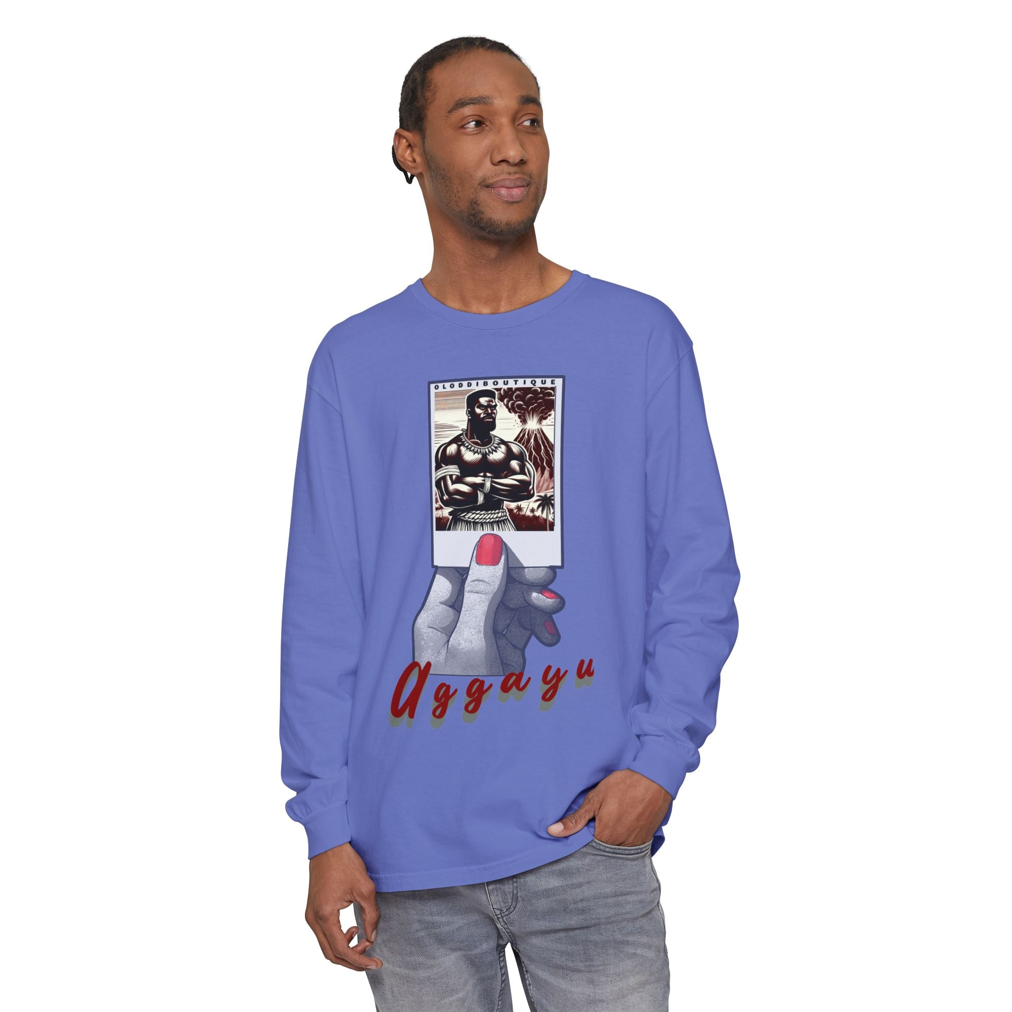 Polaroid Aggayú (Agayu) Long Sleeve Tee for Devotee & Godparent! Orisha Polaroid Collection