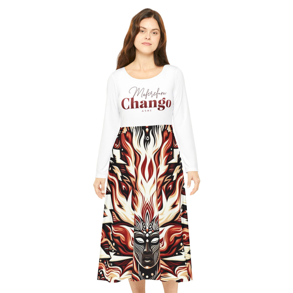 Maferefun CHANGO Long Sleeve Dress! Gift for Devotee or Godparent! Fall/winter Lucumi based Orisha CHANGO dress